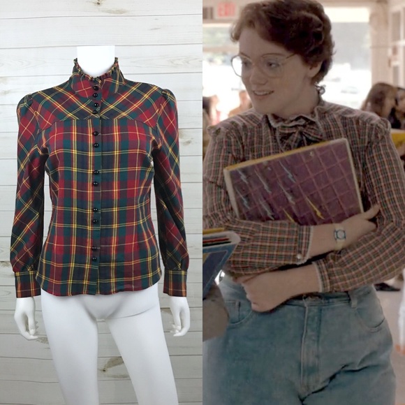 80s ruffle blouse
